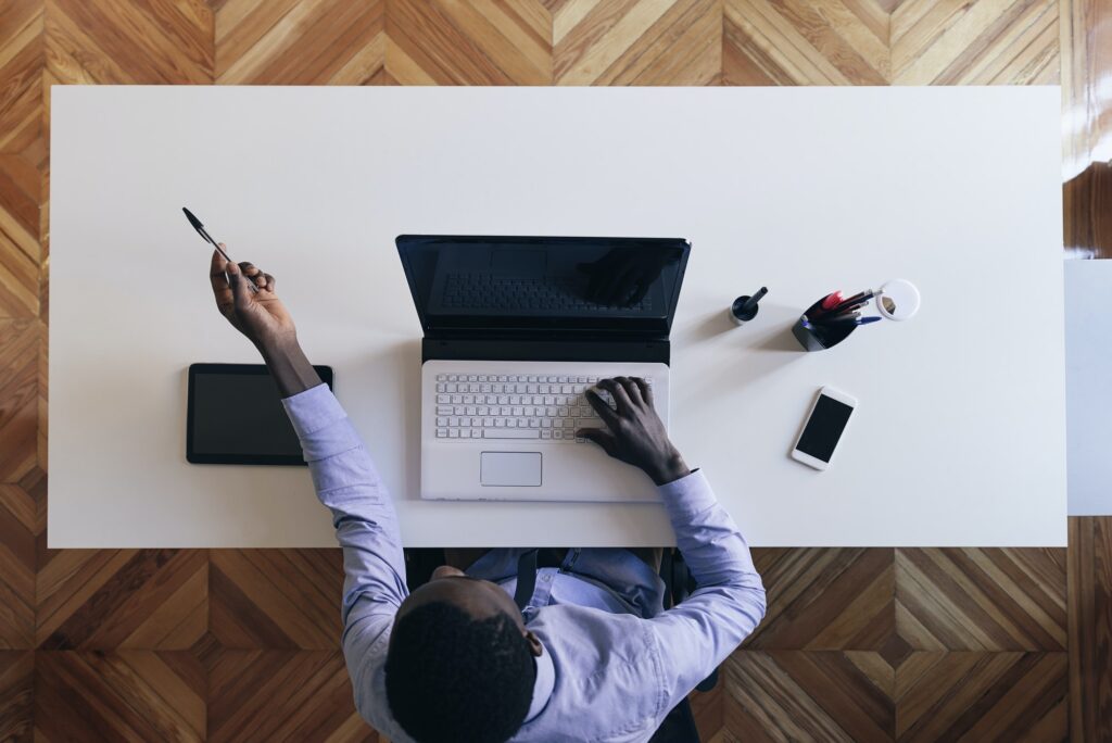 Young African Businessman Working.